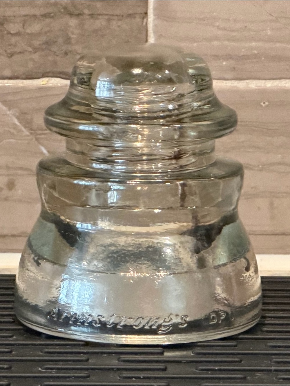 Vintage Armstrong DP1 Clear Glass Insulator CD 155 USA 1950 Farmhouse Decor